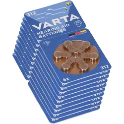 60x Varta Hearing Aid Batterie 312 PR41 Hörgerätebatterie