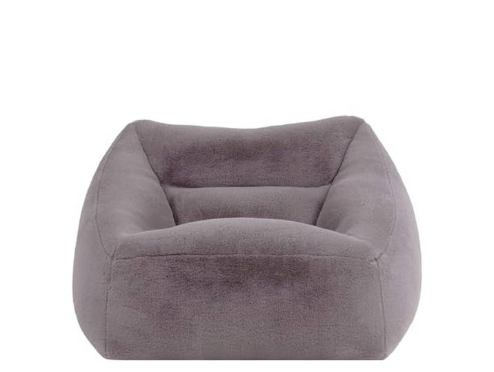 Icon Natalia Kunstfell Sitzsack Sessel mit Füllung, Grau In Deutschland Hergestellt, Flauschiger Kaninchen Kunstfell Stoff, Bequemer Sessel für Wohnzimmer und Schlafzimmer
