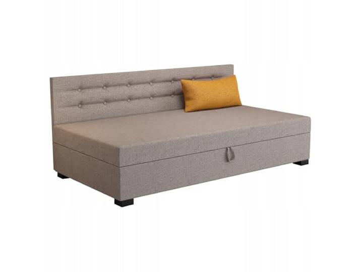 TAPCZANY24 - Boxspringbett Olaf mit Seite 103x195 cm, Bett mit Matratze mit Schaumstoff Matratze, Polsterbett mit Bettkasten, Gepolstertes Einzel Bett, Schlafsofa - Beige