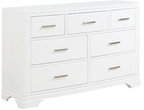 Benjara Hudy 56 Inch Dresser, 7 Drawers w Metal Handles, White Birch Veneer