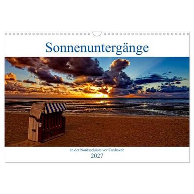 Sonnenuntergänge, an der Nordseeküste vor Cuxhaven (Wandkalender 2027 DIN A3 quer), CALVENDO Monatskalender
