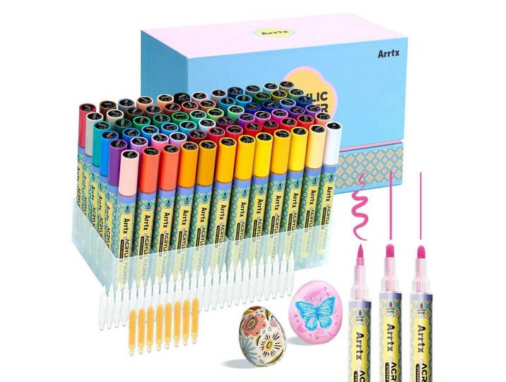 Marker-Set 72 Farben 3mm Mittlere Spitze, Mehrfarbig, Kunststoff, 1x1x13.2 cm, Dekoration, Malbedarf & Bastelbedarf