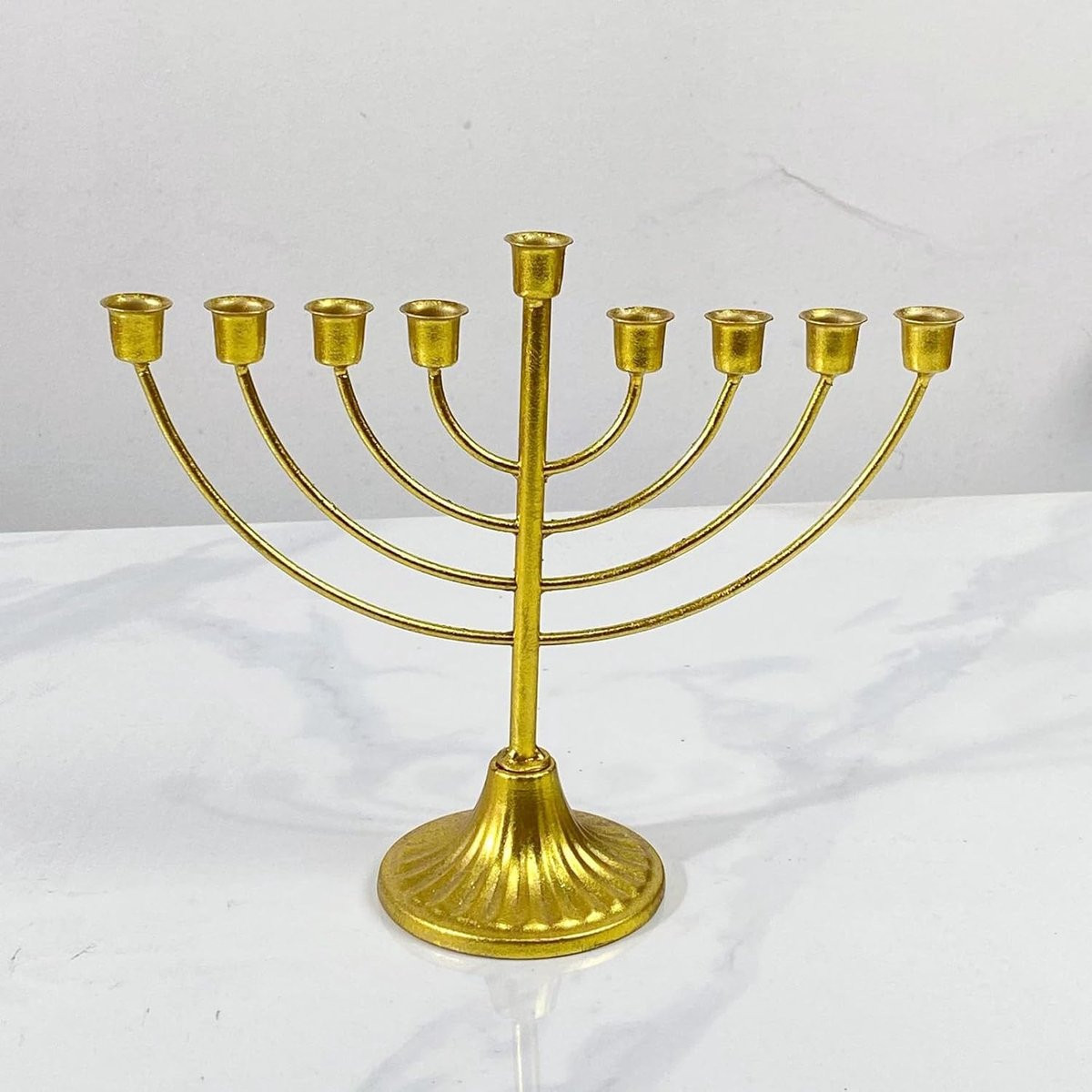 Gouden Menorah Kaarsenhouder met 7 hoofden voor Chanoeka