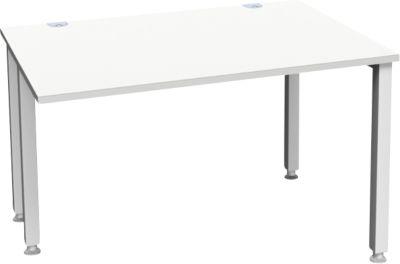 Schäfer Shop Genius Schreibtisch MODENA FLEX, 4-Fuß-Quadratrohr, verkürzte Seitenteile, B 1200 mm, lichtgrau