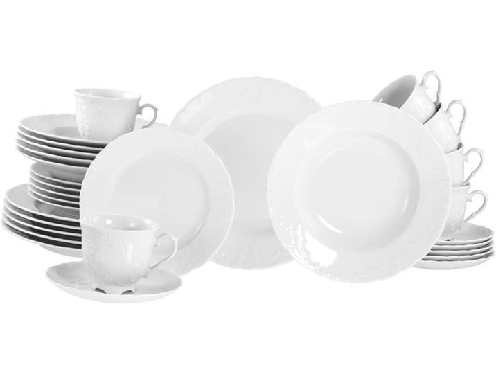 Kombiservice CREATABLE Rokoko, Service 30-tlg. , weiß, 30, Porzellan, Geschirr-Sets, Kombiservice, Daily Use, Zeitlos