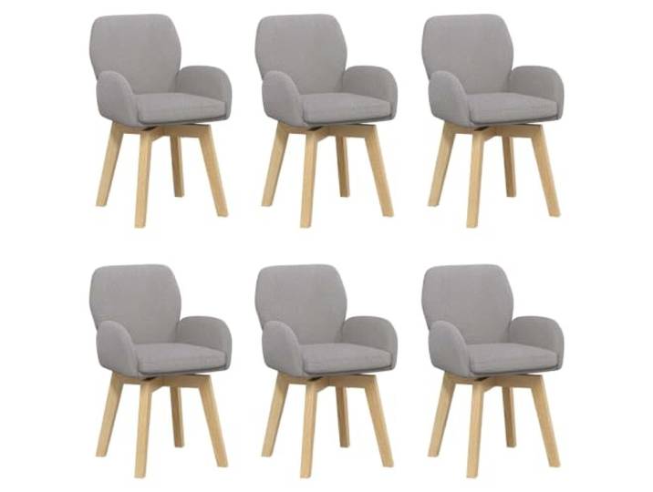 KUTYWEXFM Drehstuhl 6er Set Bouclé Hellgrau Esszimmerstuhl 54x58x87cm Bequeme Armlehnenstühle mit 360 Grad Drehfunktion und weichem Stoffbezug für Küche, Wohnzimmer und Besprechungsecken.