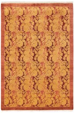 Overton Hand Knotted Wool Traditional Abstract Pink Area Rug - 4' x 6'