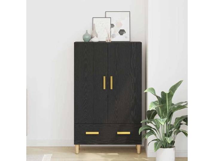 Noir Buffet haut CHIC Haut Armoire rectangulaire 1 PC Chêne noir 70x31x115 cm Bois d'ingénierie N16455