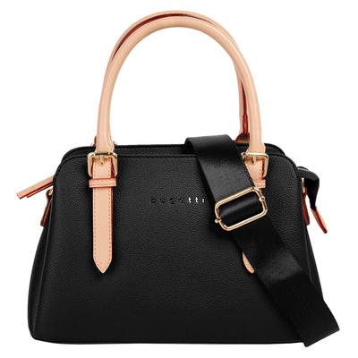 Henkeltasche BUGATTI "BUGATTI Damen ELLA", Damen, Gr. B/H/T: 22cm x 17cm x 7cm onesize, schwarz, Kunstfaser, unifarben, Taschen