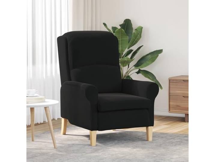 HEFZGDB Moderner schwarzer Sessel aus weichem Stoff mit ergonomischem Design und poliertem Holzrahmen für optimalen Komfort und Elegante Wohnraumatmosphäre