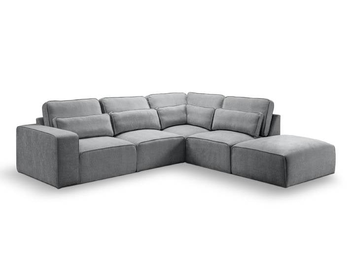 Ecksofa Lux rechts mit Rückenkissen , 305cm , Webstoff , grau
