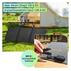 Ideoon, Solarpanel, Faltbares Solarpanel 21W Monokristallin - Tragbares Solarladegerät IP65 mit MC4-komp. Stecker (21 W, 0.56 kg)