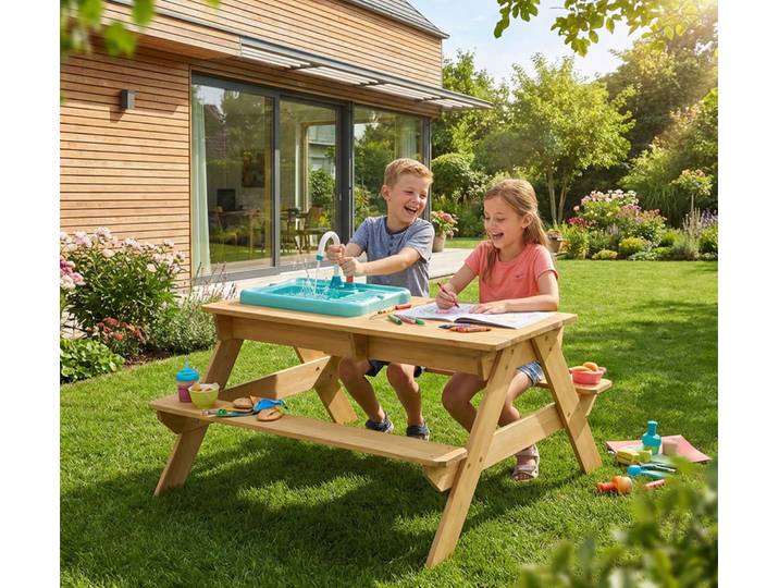 TP Toys Murmeltier Holz Kindersitzgruppe mit Matschtisch Outdoor