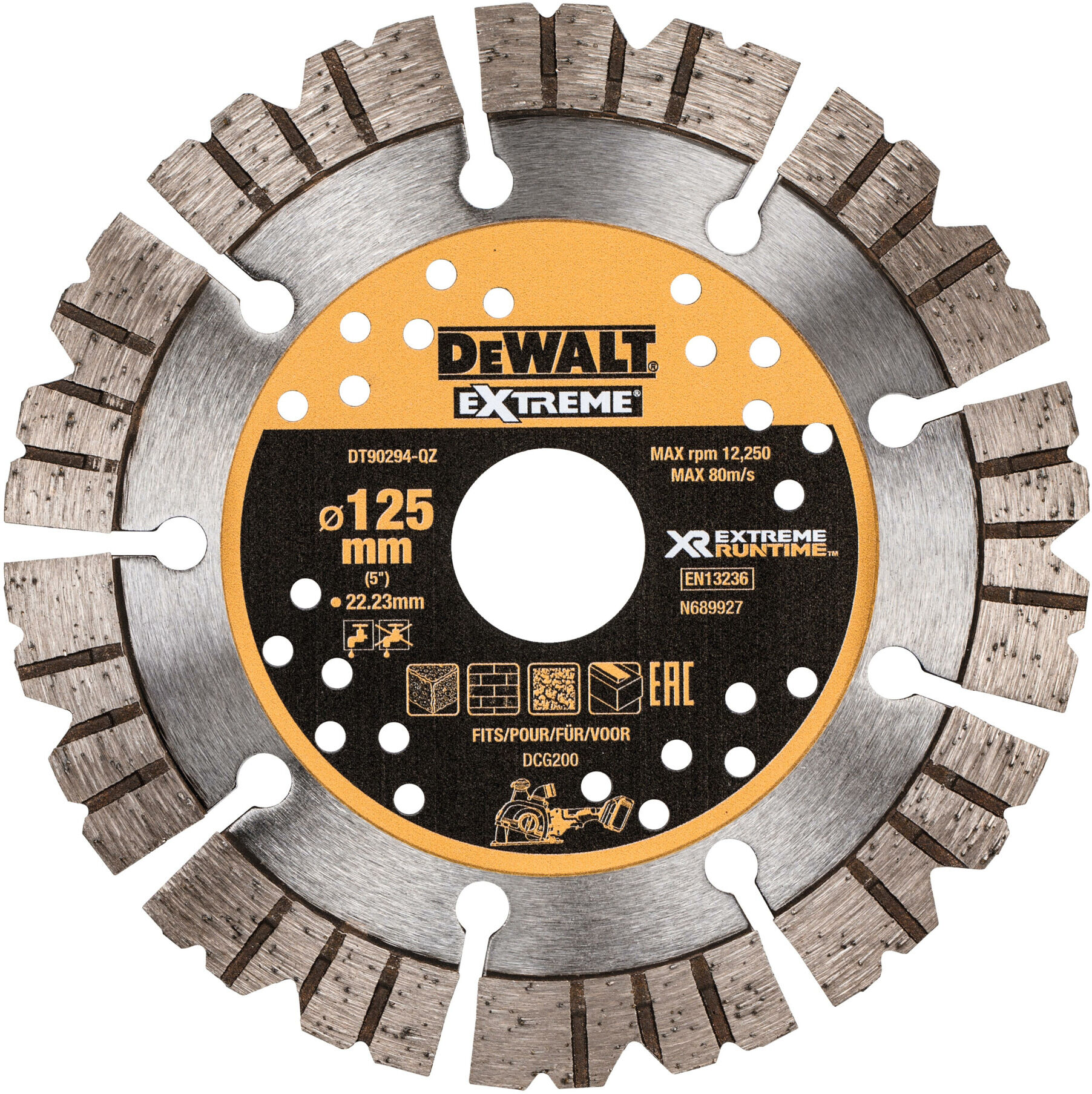 DEWALT DT90294-QZ Diamant-Frässcheibe aus Metall und Diamant, 125 x 22,23 mm)