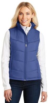 Port Authority L709 Women's Puffy Vest in Mediterranean Blue/Black size 4XL   Polyester