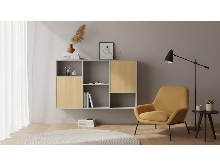 Buffet suspendu sur mesure Mélaminé premium Gris