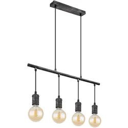 Pendelleuchte Esszimmerlampe Hängeleuchte, Industrial Pendellampe, 4-flammig, Esstisch, Antikes Design, Metall, grau, 4x E27 Fassung, LxH 90x120 cm
