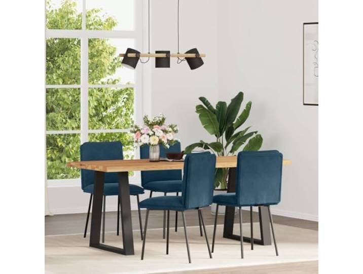 HEFZGDB Esszimmerstühle 4 STK. Blau Samt, Elegante Esszimmerstühle mit Samtbezug und Metall-Holz-Gestell für Komfort und Stabilität, Esszimmer Sitzgruppe