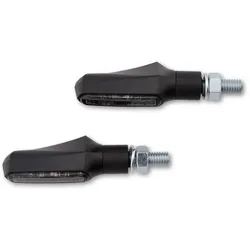 HIGHSIDER smart Shorty-Fin LED Blinker Gehäuse Schwarz / Linse Rauchgrau (Paar), Vorn & Hinten