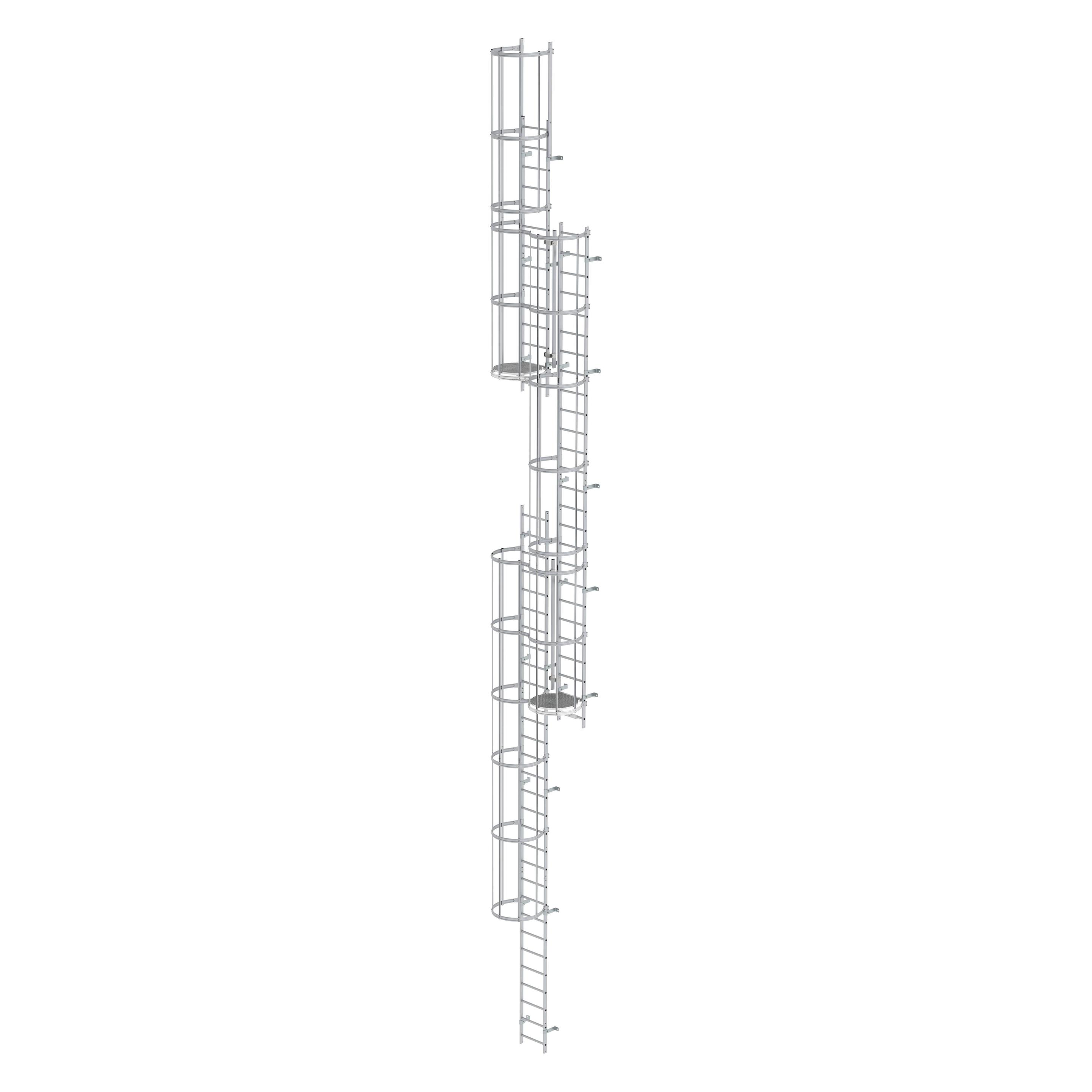 Munk Mehrzügige Steigleiter mit Rückenschutz (Maschinen) Aluminium blank 15,20m (Mehrzweckleiter) (510246)