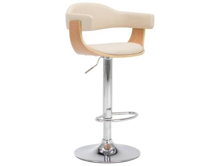 HKLGBVCR Barhocker, 2-teilig, cremefarben, gebogenes Holz, Kunstleder Zeitloses Design, gepolstertes Kunstleder, gebogenes Holz, robustes Eisen, integrierte Fußstütze, Gasheber