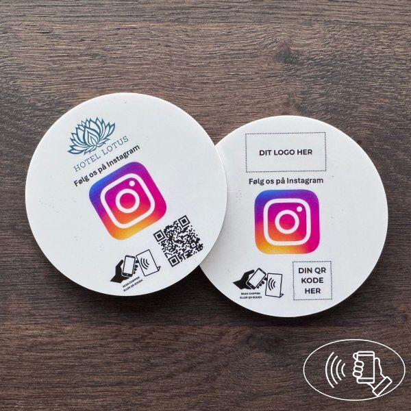 Securit Skilt M/chip Selvklæb Rund, Eget Logo, Instagram