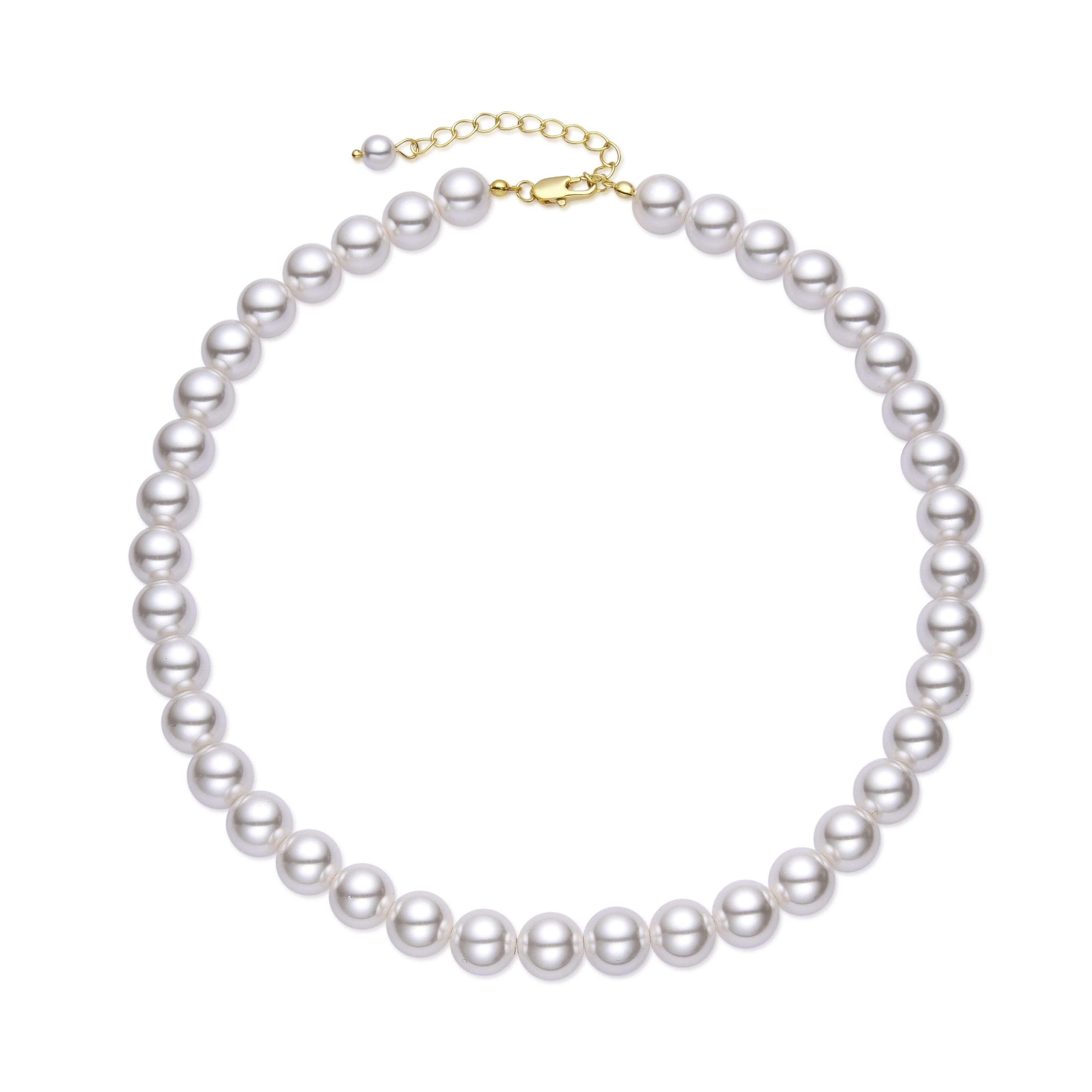 Luxenter Halskette mit weißer Perle, 18 Karat Gold-Finish – Jamel