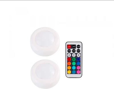 HomeDecorAndMore LLC 13 Color Self Adhesive LED Push Lights With Remote 2 Pcs
