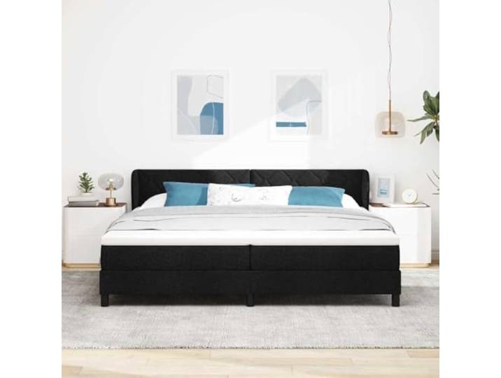 KTHLBRH Doppelbett 200 x 200 cm, schwarzer Stoff Taschenfedern, verstellbares Kopfteil, robuste Struktur, Verwendung im Innenbereich