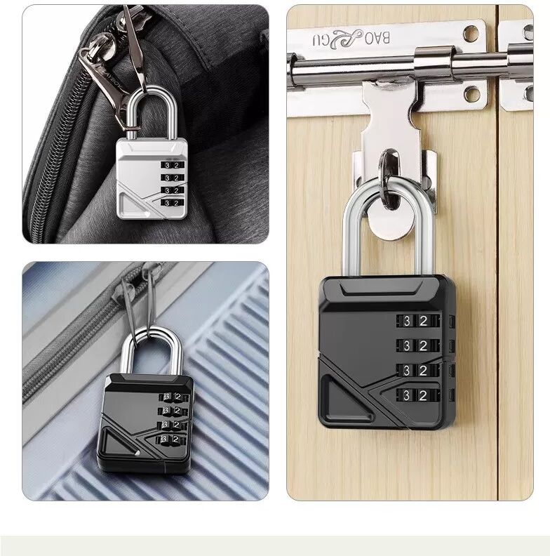 INF Cadenas à combinaison métallique - Sécurisez vos biens avec un code à 4 chiffres Argent