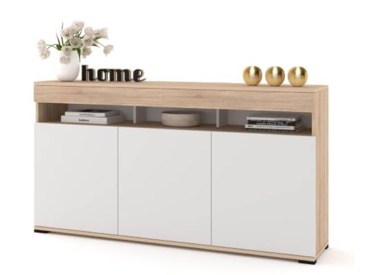 Euro Style Große Kommode FernsehschranSideboard Tv Lowboard 120cm Sonoma Eiche/Weiß Matt