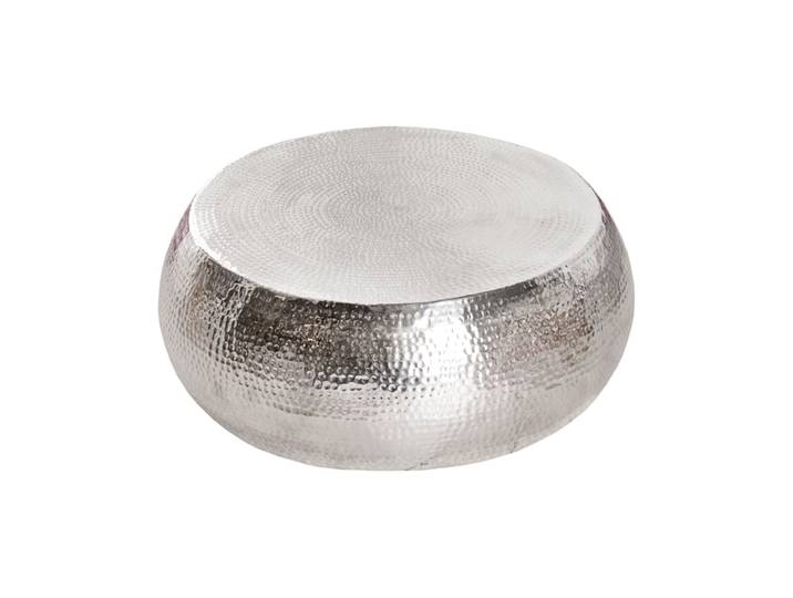 Table basse ronde argentée en alliage d'aluminium martelé 80x30x80cm