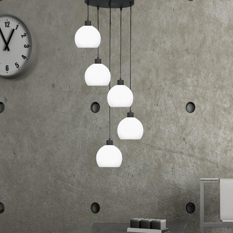 Edylit Plafondlamp KOZUB 14-600 Zwart met Witte Lampenkap