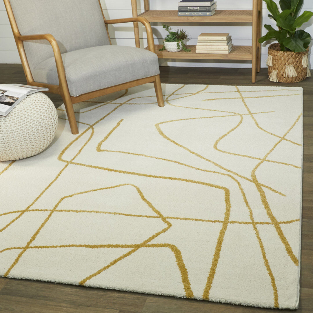 Blue Elephant Rectangle Abstract Area Rug Cream Rectangle 120 x 170 cm