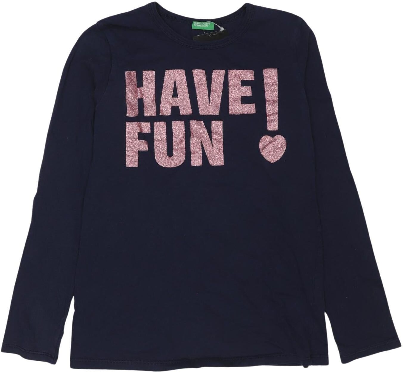 United Colors OF Benetton Mädchen Langarmshirt, Marineblau, Gr. XL, Baumwolle - Second Hand