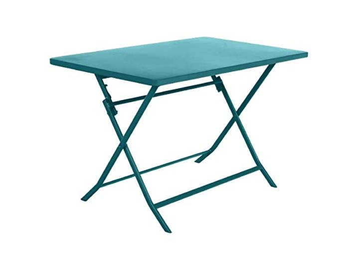HESPERIDE - Table de Jardin Pliante Rectangle Greensboro 4 Places Bleu Canard - Acier Antirouille Renforcé - Mobilier pour Jardin\, Balcon\, Terrasse