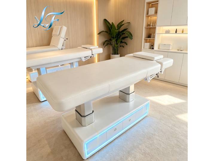 Lit de beauté électrique au design esthétique luxueux pour salon de beauté, massage, mobilier durable pour esthéticiennes