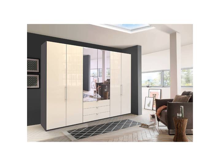 Armoire à portes pliantes III 216cm Marron/Havanna/Verre Magnolia 2 miroir