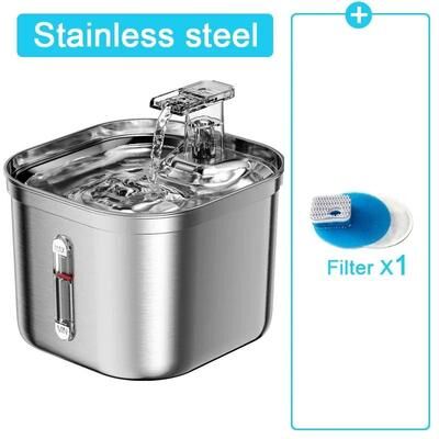 Inspired Living Stainless Steel Cat Water Fountain With Smart Sensor & Ultra Quiet Filter System a base Type