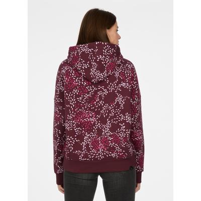 Kapuzensweatshirt RAGWEAR "PIRRI PRINT", Damen, Gr. L, bunt (wine), Sweatware, Obermaterial: 70% Baumwolle, 30% Polyester, bedruckt, normal, Rundhals, Sweatshirts, brushed, elastisch, super softe Qualität mit coolem Allover-Print