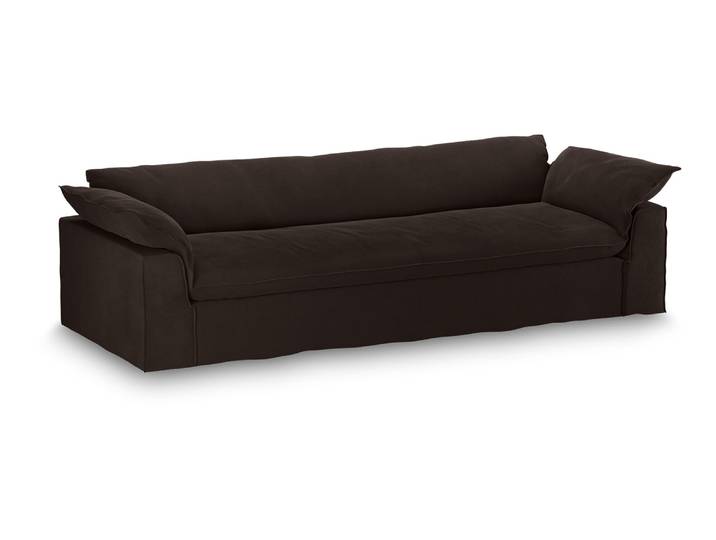 HKliving Driezitsbank Nomad 305cm, Velvet - Espresso