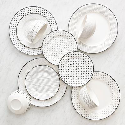 Safdie & Co. "12-piece Black & White Sketch Dinnerset - 10'5"" x 0'5"""