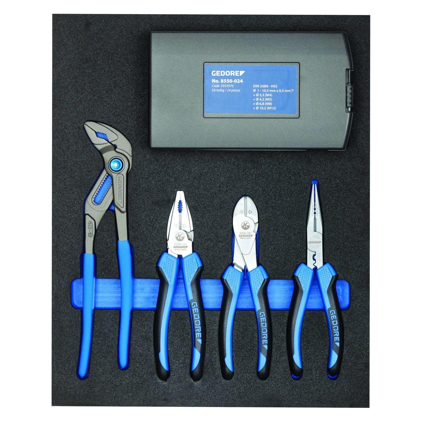 Gedore TS CT2-142 Zangen-Sortiment in 2/4 Check-Tool-Modul (390 mm) (2957248)