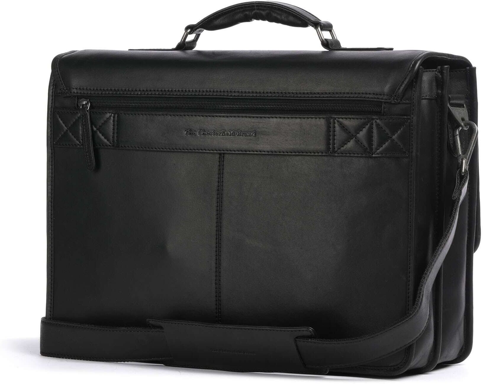 The Chesterfield Brand Wax Pull Up Cow Glenwood Aktentasche, schwarz