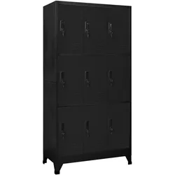 vidaXL Schließfachschrank Schwarz 90x45x180 cm Stahl