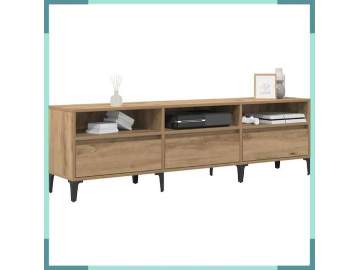 Meuble TV - 879484 - Chêne artisanal - Avec tiroir - 3 étagères