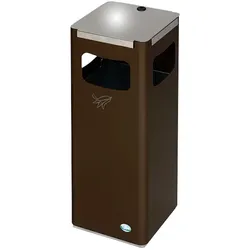 PROREGAL Robuster & modularer Wertstoffsammler | 22 Liter, HxBxT 68x25x25cm | Verzinkter Stahl | Braun | Mülleimer Abfalleimer Müllkorb