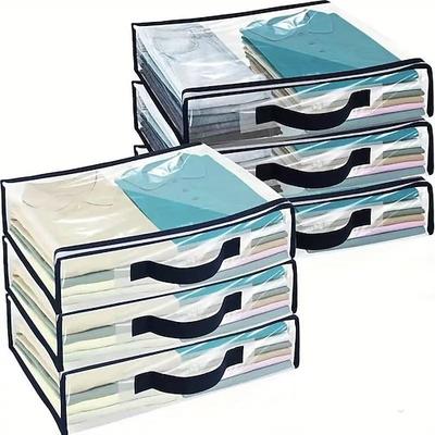 6er-Pack transparente Aufbewahrungsbeutel für Kleidung mit Reißverschluss und verstärkten Griffen, Pullover-Decken-Organizer für den Kleiderschrank, geeignet für Bettlaken, Wäsche, Kleidung,