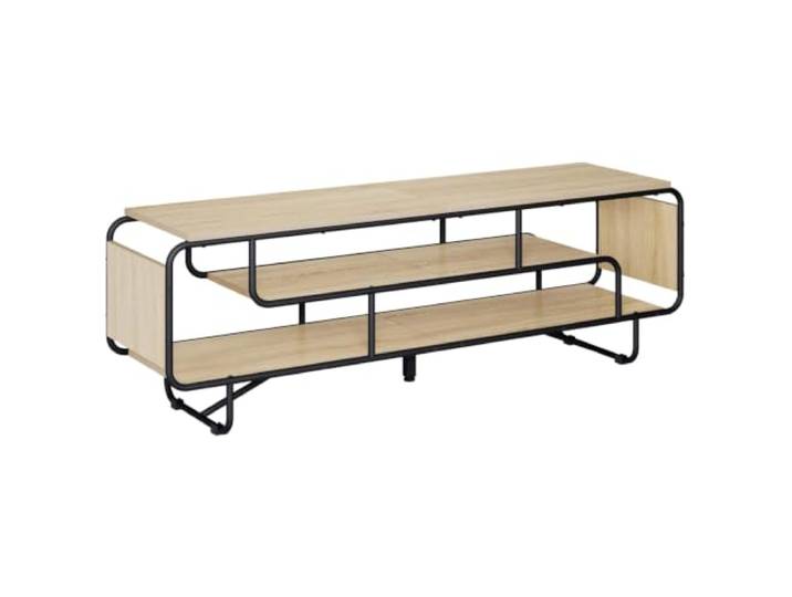 HGFDVCMR TV-Lowboard 140x36x45 cm TV-Ständer Sonoma-Eiche Metall Dreistufiges Lowboard aus Holzwerkstoff mit Stahlrahmen. Bietet viel Platz für Konsolen und Dekoration im Wohnzimmer.