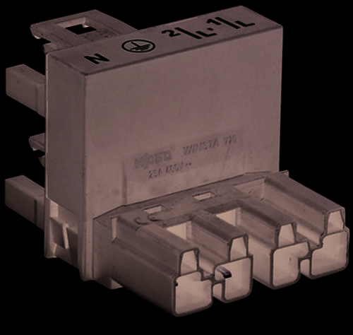 WAGO Netz-H-Verteiler Netz-Stecker - Netz-Buchse, Netz-Buchse Gesamtpolzahl: 4 Schwarz 25St.